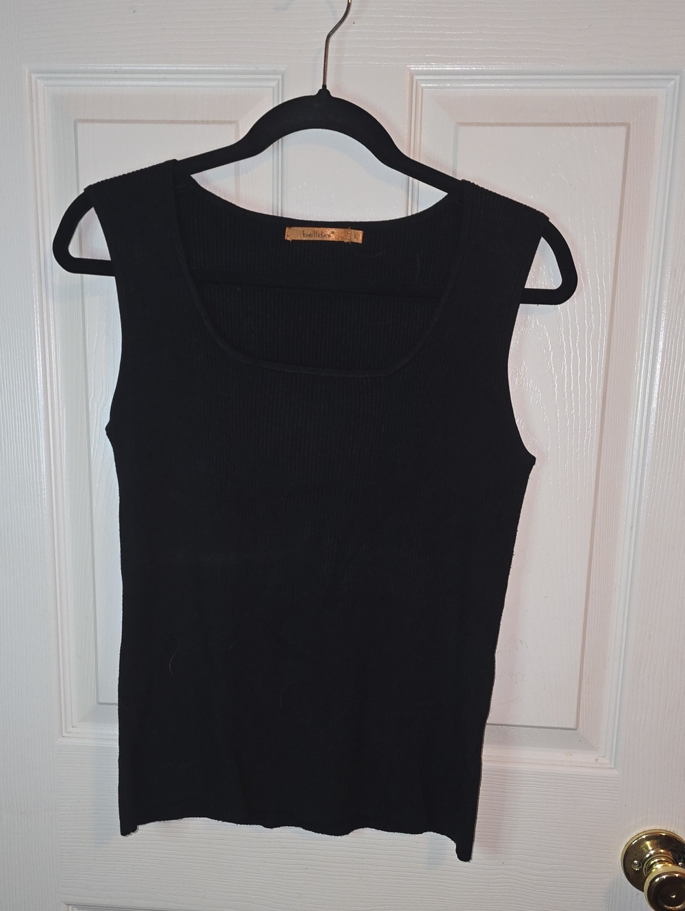 Belldini Black Ribbed Square Neck Tank